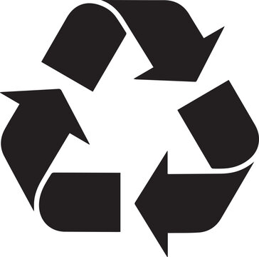 Black recycling symbol icon isolated on white background depicting environmental sustainability and waste management concept