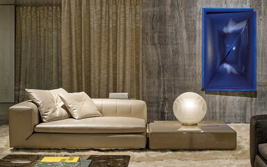 Modern luxury apartment interior in minimal scandinavian style, 3d rendering © Yulichka