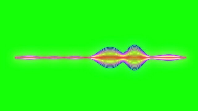 Glowing colorful neon sound wave digital audio equalizer frequency spectrum line isolated on transparent background futuristic vfx motion graphic design