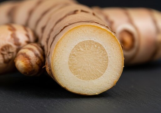 Turmeric Rhizome Cross Section Close up Aromatic Spice Root with Natural Texture and Organic Pattern