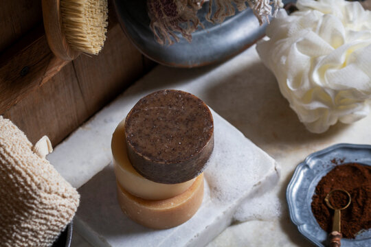 Handmade Coffee, Ylang Ylang and Lemongrass Soaps for Bathing