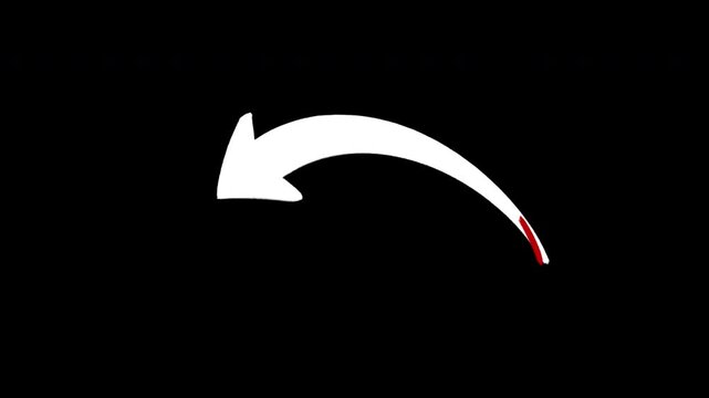 Animated arrow curves downward left, then changes to red, dynamic motion graphic.
