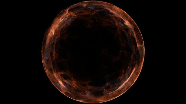 Glowing fiery energy portal ring isolated on transparent background abstract fiery cosmic sphere circle frame motion graphic design element overlay
