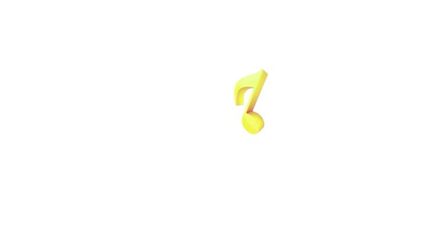Yellow 3d musical note icon isolated on transparent background glossy golden sixteenth note audio sound symbol graphic illustration motion design element