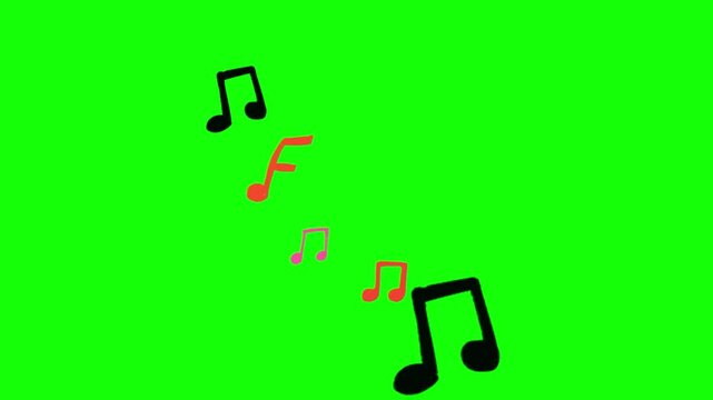 Colorful hand drawn musical notes set isolated on transparent background cute neon pink and orange music symbols graphic illustration overlay element