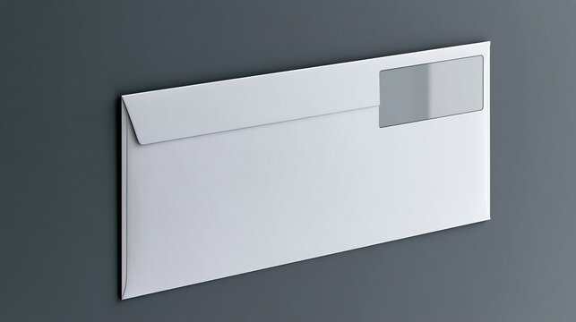 Clean vector mockup of a white DL envelope with a right-side transparent address window 