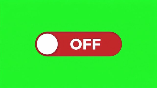 Animated On and Off Toggle Switch Changing Between Green ON and Red OFF on Green Screen Background