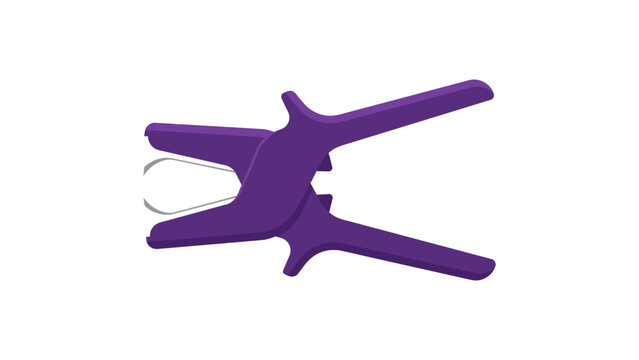 purple spring clamp woodworking tool carpentry equipment hardware repair instrument fixing domestic object flat vector illustration single icon design