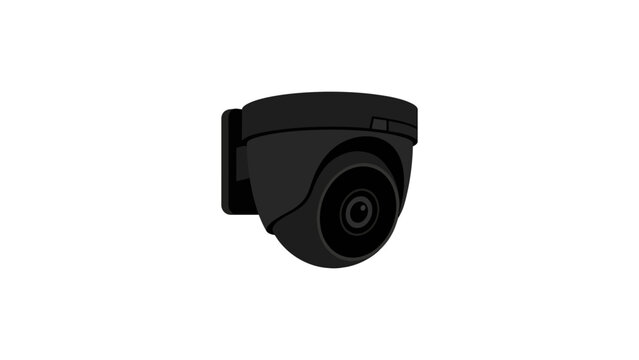 black dome security camera cctv video surveillance privacy protection digital safety guard tech object flat vector illustration single icon design