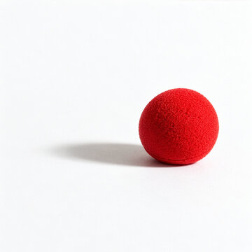 Red Clown Nose on White Background as a Minimal Symbol of Carnival and Costume Fun