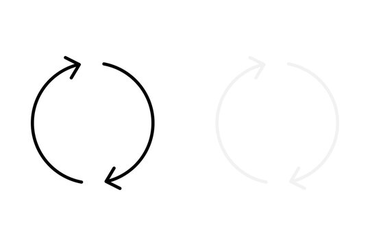 Black and light grey circular arrows icon showing a refresh or recycle process sign