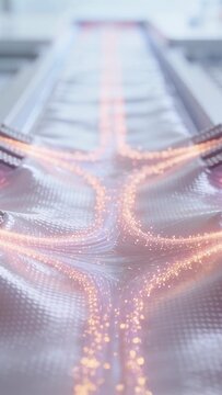 Vertical video: Sealing dimpled film seam on line after spark start from nozzles with sparks