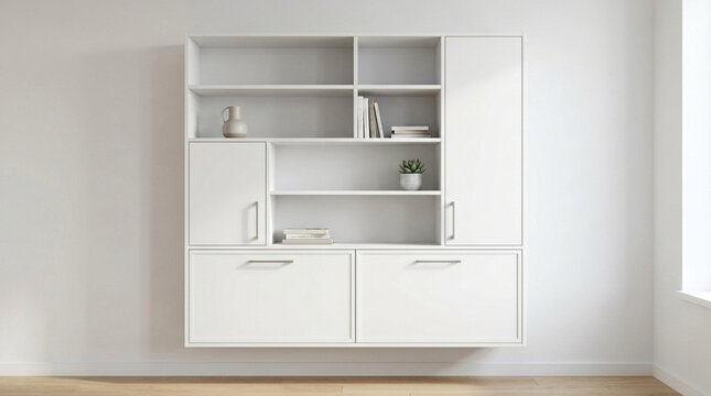 Modern White Modular Shelving Unit with Storage Interior Design Concept