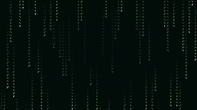 Green Digital Code Rain Falling Characters on Black Seamless Loop Background