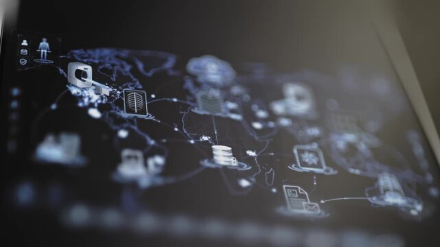 Medical devices connect across a luminous world map