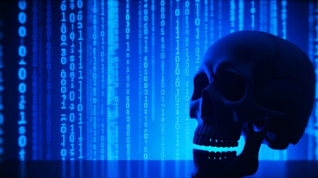 美しい青の被写界深度と浮き上がるドクロの影が描くサイバーパンクでミステリアスな世界観の映像