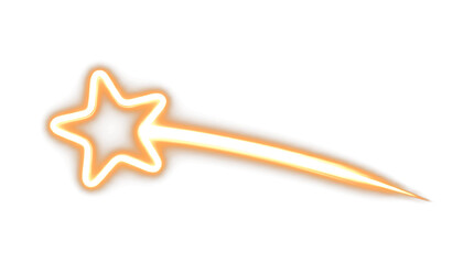 Glowing star comet with orange neon trail on transparent background © senmachine