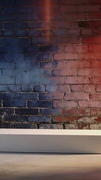 Vertical video: Spark appearing on ledge in studio for demo, stretching amber beam along brick wall