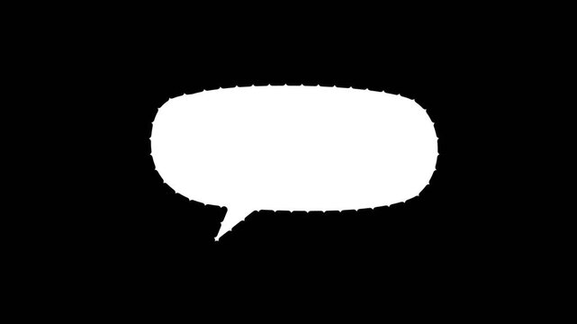 White speech bubble matte overlay with pointed tail on solid black background for digital media communication