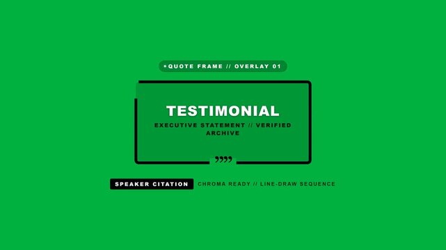Testimonial quote frame overlay featuring clean graphic elements and minimalist typography on green background