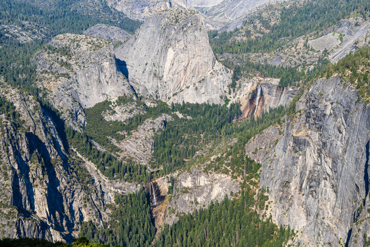 Two Waterfalls in a Yosemite Granite Canyon