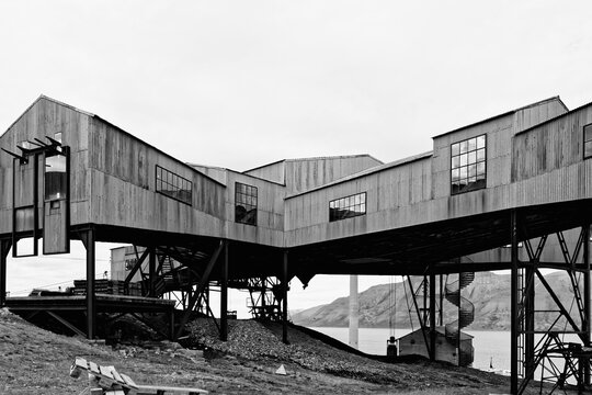 Ancient coal mine factory, Former Cable Center, Longyearbyen, Spitsbergen Island, Svalbard Archipelago, Norway