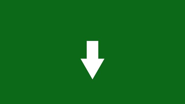 Downward Arrow Motion Graphic Loop on Solid Black Background for Digital Marketing Navigation Pointers Website Direction Indicators and Video Editing Overlays in Ultra HD 4K