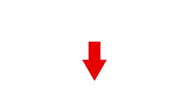 Downward Arrow Motion Graphic Loop on Solid Black Background for Digital Marketing Navigation Pointers Website Direction Indicators and Video Editing Overlays in Ultra HD 4K