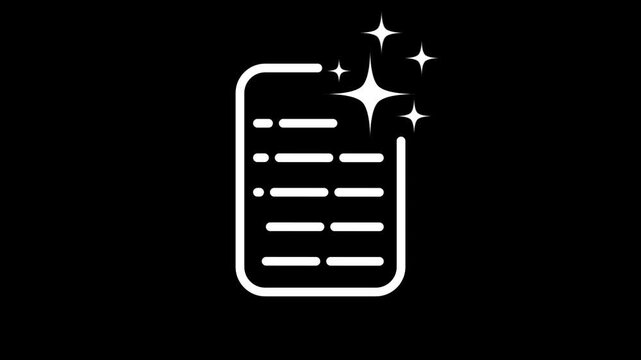AI Text Generator Document with Sparkles Motion Graphic Loop on White Background for Smart Writing Software Content Creation and Digital Technology Projects in Ultra HD 4K