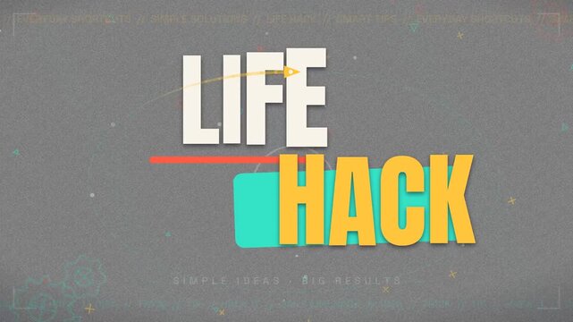 Creative life hack tips title card animation with minimalist graphic design style