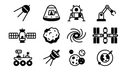 Set of space exploration and astronomy related icons. © huda