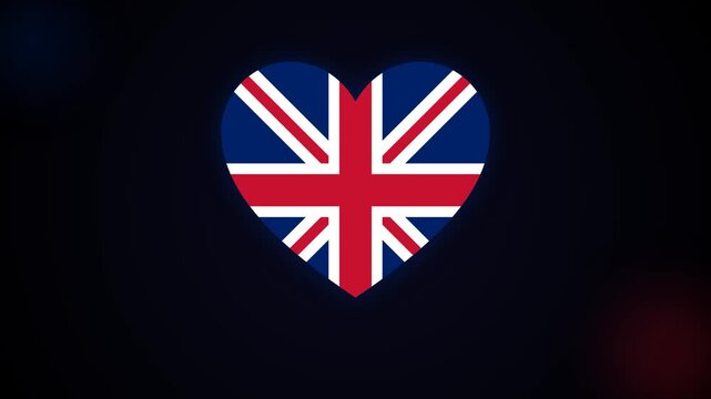 Pulsing heart shape with national patriotic pattern on dark background