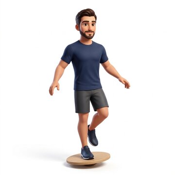 Man balancing on wobble board for proprioception and leg rehabilitation