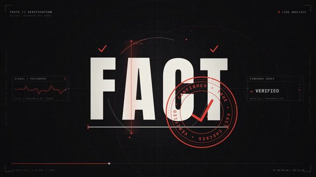 Truth and verification polygraph analysis HUD graphic showing confirmed fact data