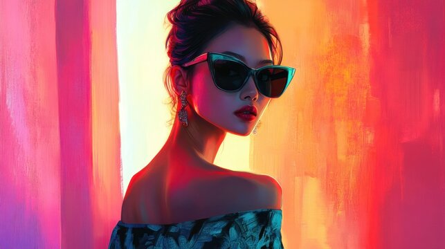 Elegant woman with sunglasses and stylish fashion