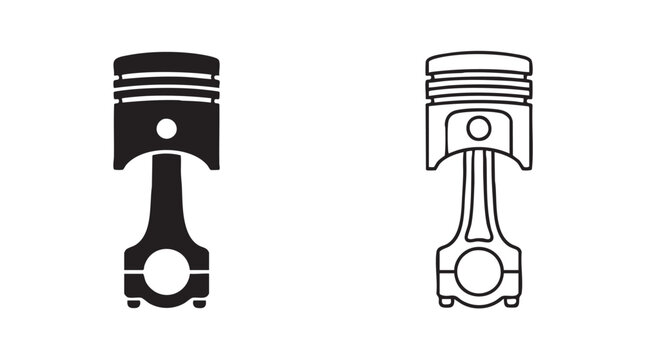 engine piston silhouette with line art vector silhouette with line art vector icon