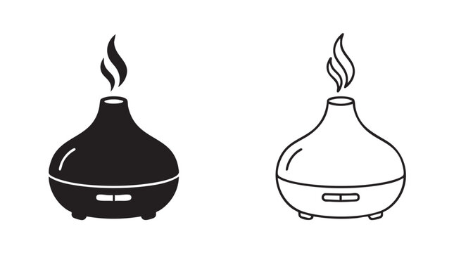 essential oil diffuser silhouette with line art silhouette with line art vector icon