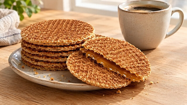 Dutch Stroopwafel with Caramel Syrup