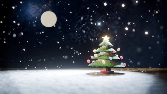 Christmas Tree Lifting Off Like a Rocket in Stop Motion Style