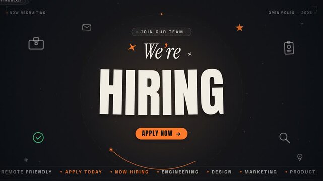 Were Hiring modern recruitment motion graphic web interface with job roles