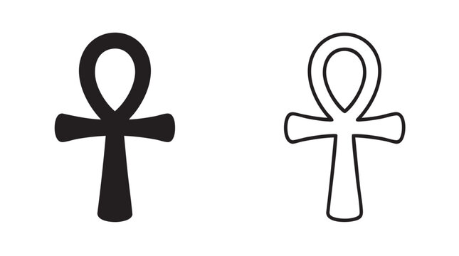 egyptian ankh symbol vector icon with silhouette silhouette with line art vector icon