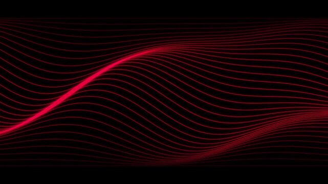 Abstract background with glowing red wavy lines on a black backdrop