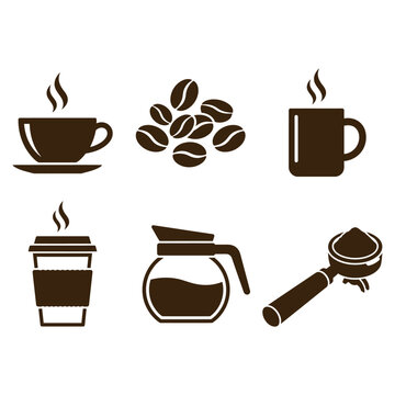 Set of coffee and cafe related icons.