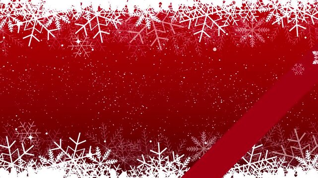 Christmas Red Ribbon and Snowflake Border 4K