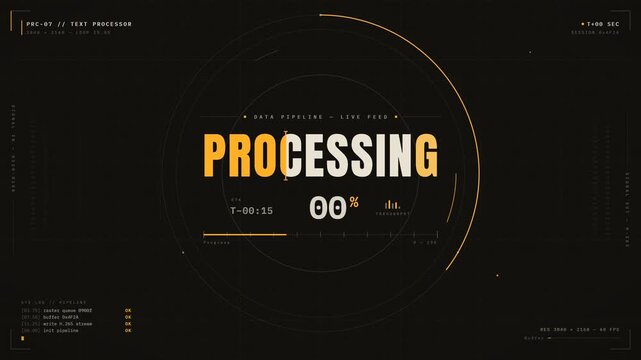 Data Processing HUD Animation With Loading Progress Bar And Technical Interface Motion Graphics