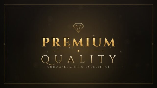 Premium Quality luxury gold typography insignia stamp animation with sparkling dust