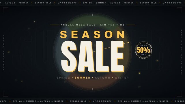 Season sale annual mega discount promotion motion graphics background with changing seasons