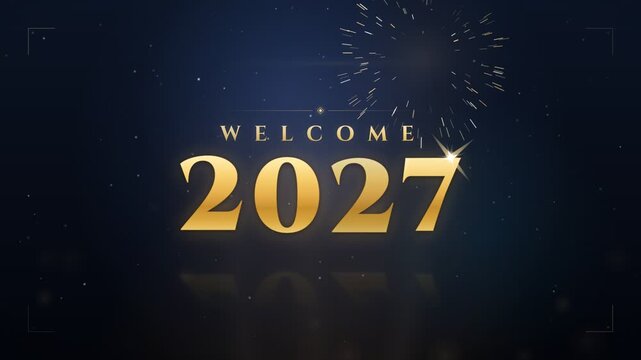 Elegant Welcome 2027 New Year Celebration Gold Typography Motion Graphics Background