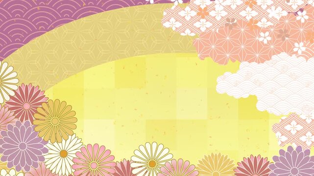 Japanese floral pattern with gold texture 4K