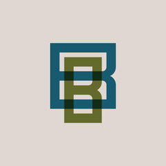 Minimalist overlapping double letter B monogram logo design with teal and olive green colors © Missingfont